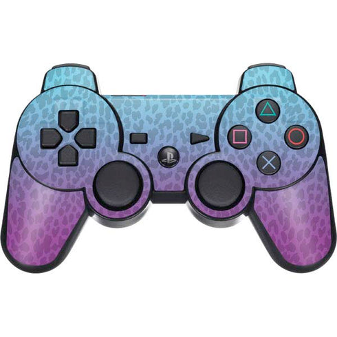 Cheetah Print Purple and Blue PS3 Dual Shock wireless controller Skin