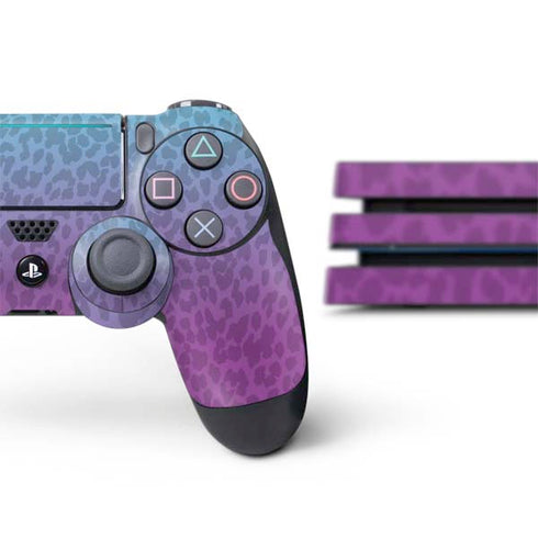 Cheetah Print Purple and Blue PS4 Pro Bundle Skin