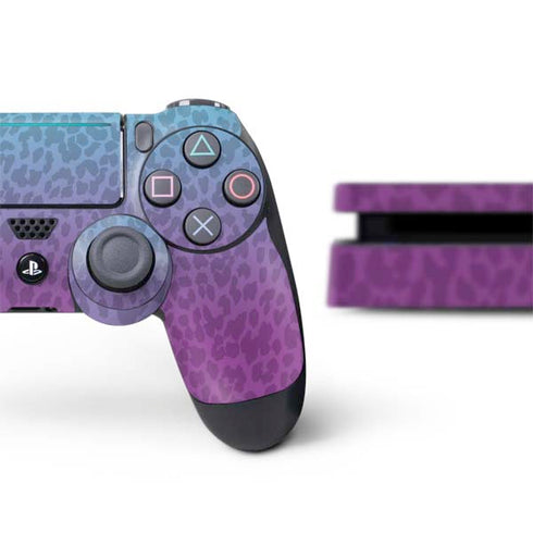Cheetah Print Purple and Blue PS4 Slim Bundle Skin
