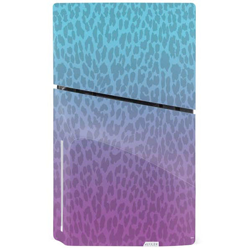 Cheetah Print Purple and Blue PS5 Slim Disk Bundle Skin