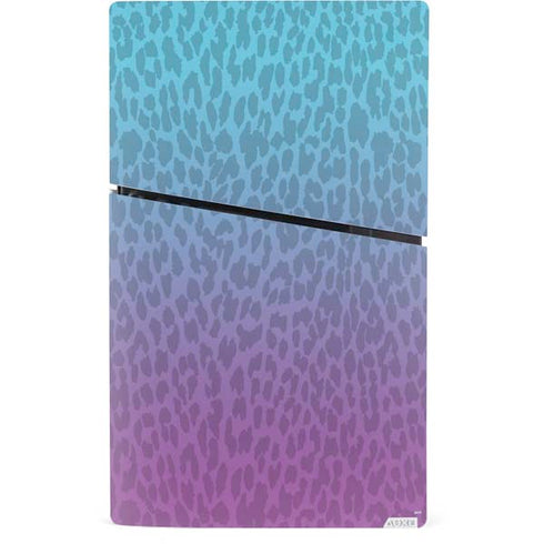Cheetah Print Purple and Blue PS5 Slim Digital Edition Bundle Skin