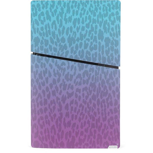 Cheetah Print Purple and Blue PS5 Slim Digital Edition Console Skin