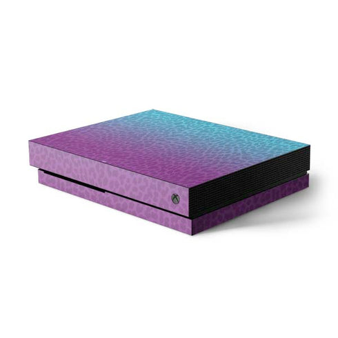 Cheetah Print Purple and Blue Xbox One X Console Skin