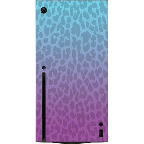 Cheetah Print Purple and Blue Xbox Series X Console Skin