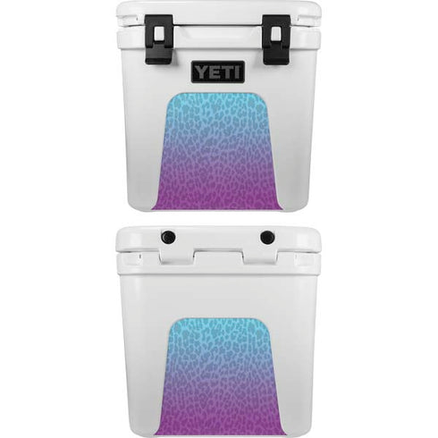 Cheetah Print Purple and Blue YETI Roadie 24 Hard Cooler Skin