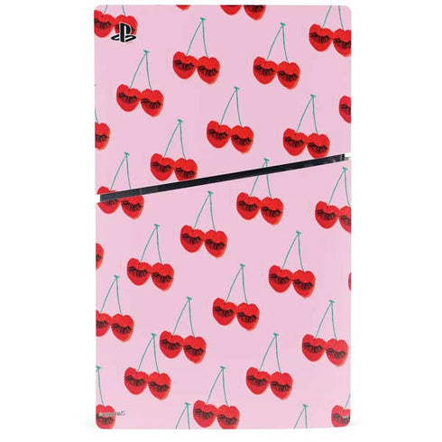 Bouffants and Broken Hearts Cherry Lash PS5 Slim Disk Console Skin