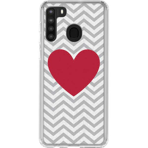 Chevron Heart Galaxy A21 Clear Case