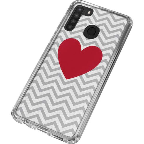 Chevron Heart Galaxy A21 Clear Case