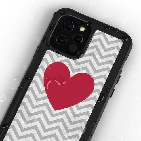 Chevron Heart iPhone 12 Pro Waterproof Case