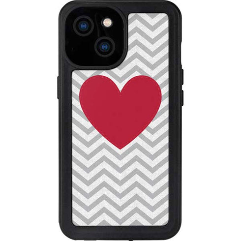 Chevron Heart iPhone 13 Mini Waterproof Case