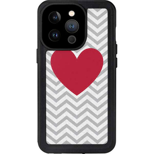 Chevron Heart iPhone 14 Pro Waterproof Case