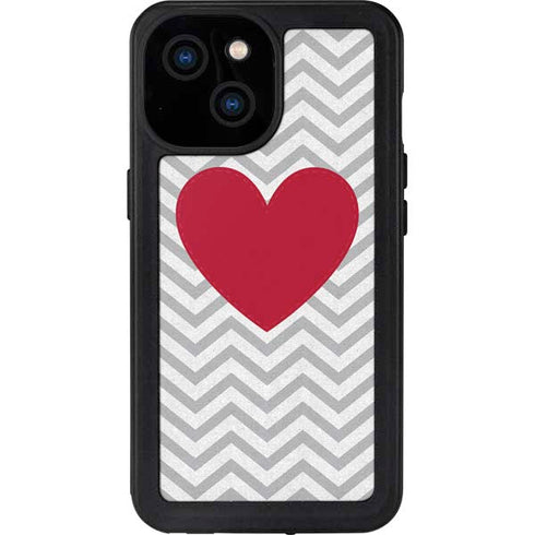 Chevron Heart iPhone 15 Waterproof Case
