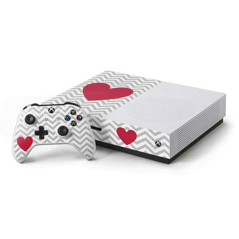 Chevron Heart Xbox One S Console and Controller Bundle Skin