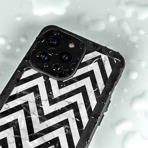 Chevron Marble iPhone 14 Pro Max Waterproof Case