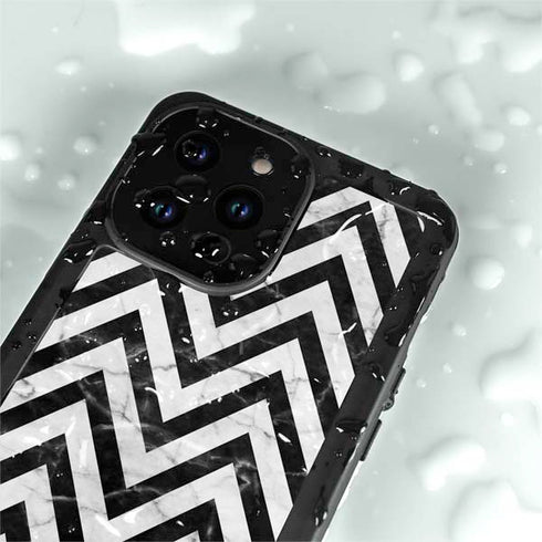 Chevron Marble iPhone 15 Pro Waterproof Case