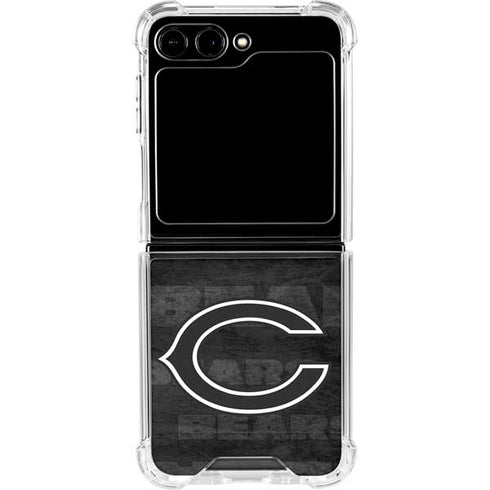 NFL Chicago Bears Black & White Galaxy Z Flip5 5G Clear Case