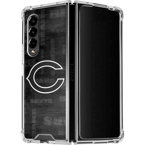 NFL Chicago Bears Black & White Galaxy Z Fold4 5G Clear Case