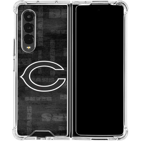 NFL Chicago Bears Black & White Galaxy Z Fold4 5G Clear Case