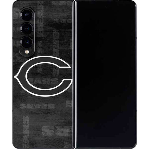 NFL Chicago Bears Black & White Galaxy Z Fold4 5G Skin