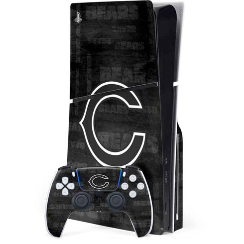 NFL Chicago Bears Black & White PS5 Slim Disk Bundle Skin