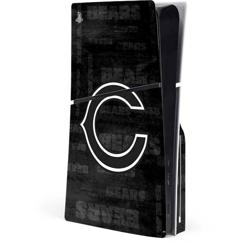 NFL Chicago Bears Black & White PS5 Slim Disk Console Skin