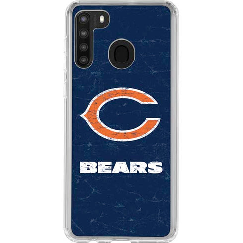 NFL Chicago Bears Distressed Galaxy A21 Clear Case