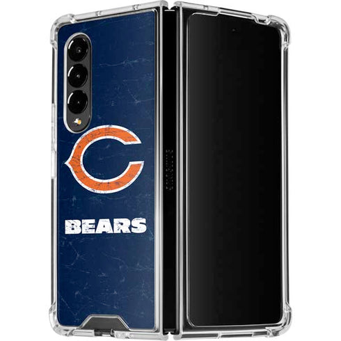 NFL Chicago Bears Distressed Galaxy Z Fold4 5G Clear Case