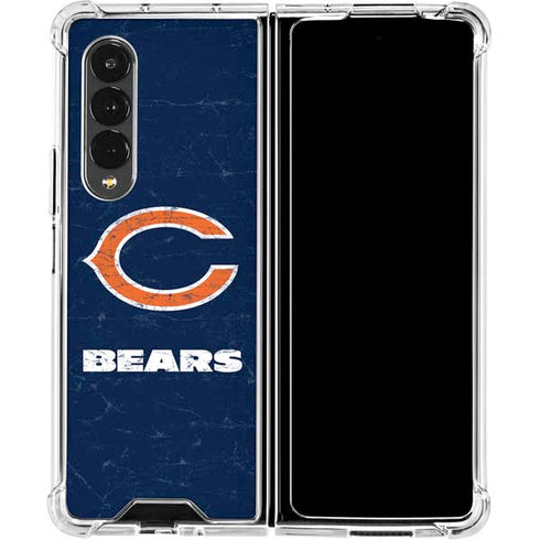 NFL Chicago Bears Distressed Galaxy Z Fold4 5G Clear Case