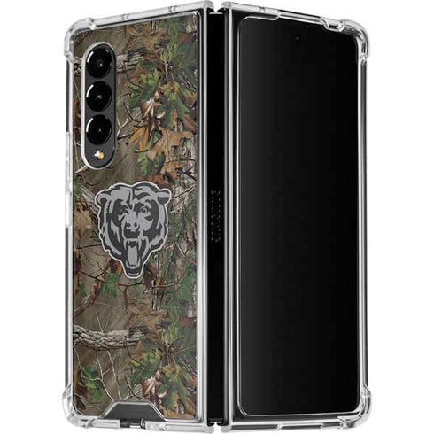 NFL Chicago Bears Realtree Xtra Green Camo Galaxy Z Fold4 5G Clear Case