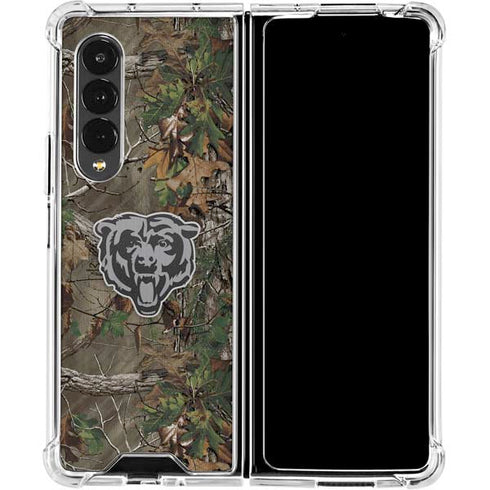 NFL Chicago Bears Realtree Xtra Green Camo Galaxy Z Fold4 5G Clear Case