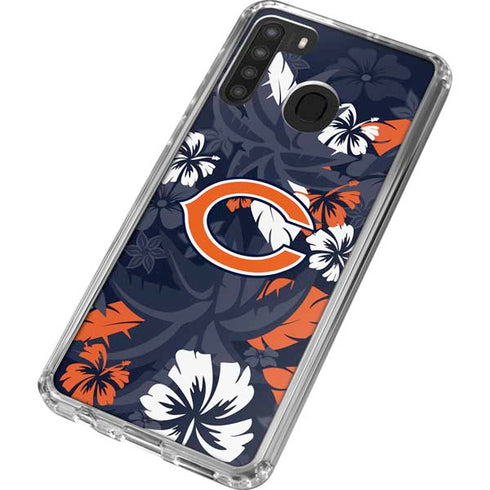 NFL Chicago Bears Tropical Print Galaxy A21 Clear Case