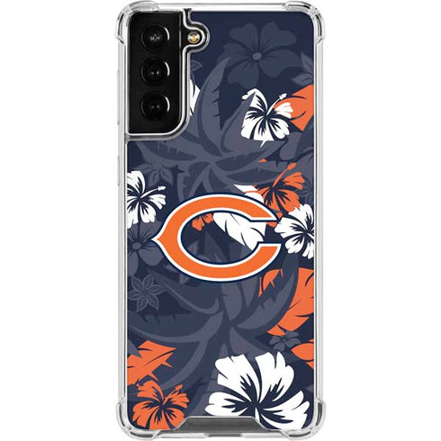 NFL Chicago Bears Tropical Print Galaxy S21 FE Clear Case