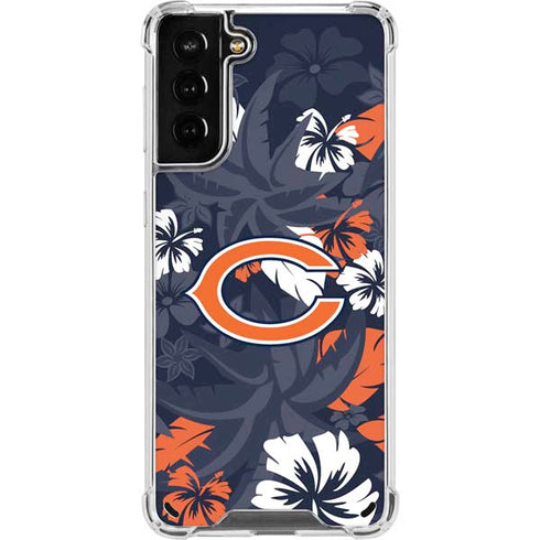 NFL Chicago Bears Tropical Print Galaxy S21 Plus 5G Clear Case