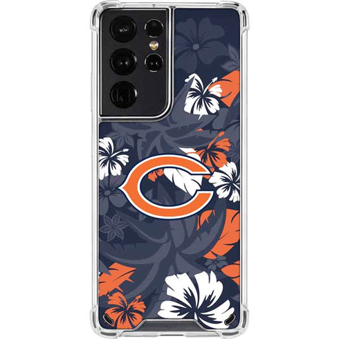 NFL Chicago Bears Tropical Print Galaxy S21 Ultra 5G Clear Case
