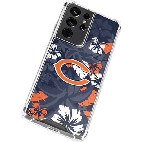 NFL Chicago Bears Tropical Print Galaxy S21 Ultra 5G Clear Case