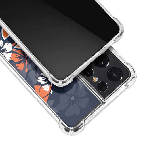 NFL Chicago Bears Tropical Print Galaxy S21 Ultra 5G Clear Case