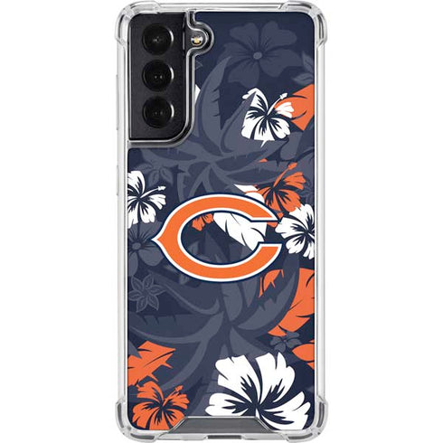 NFL Chicago Bears Tropical Print Galaxy S22 Clear Case