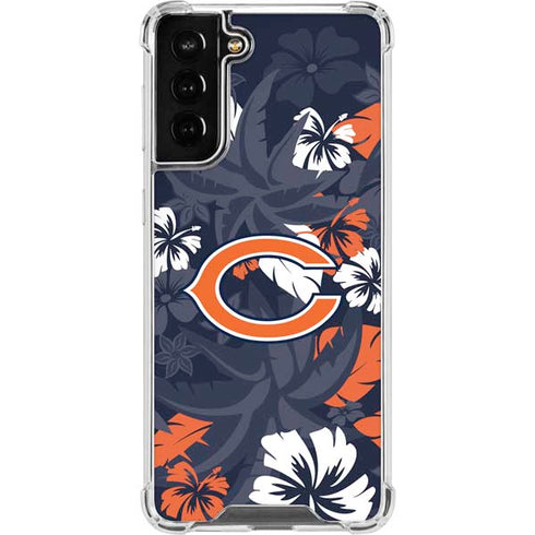 NFL Chicago Bears Tropical Print Galaxy S22 Plus Clear Case