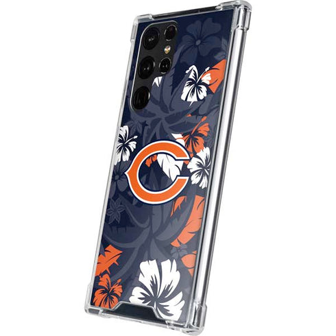 NFL Chicago Bears Tropical Print Galaxy S22 Ultra Clear Case