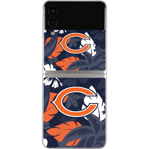 NFL Chicago Bears Tropical Print Galaxy Z Flip3 5G Skin