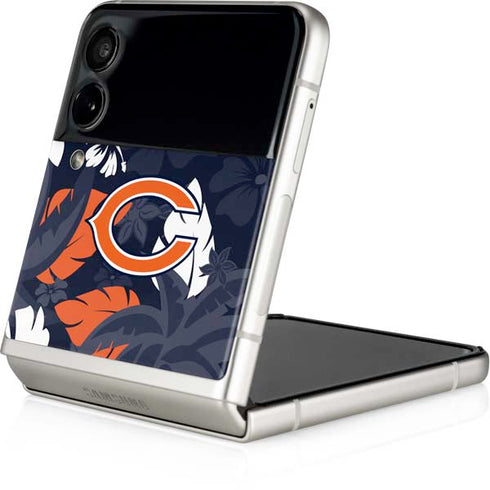 NFL Chicago Bears Tropical Print Galaxy Z Flip3 5G Skin