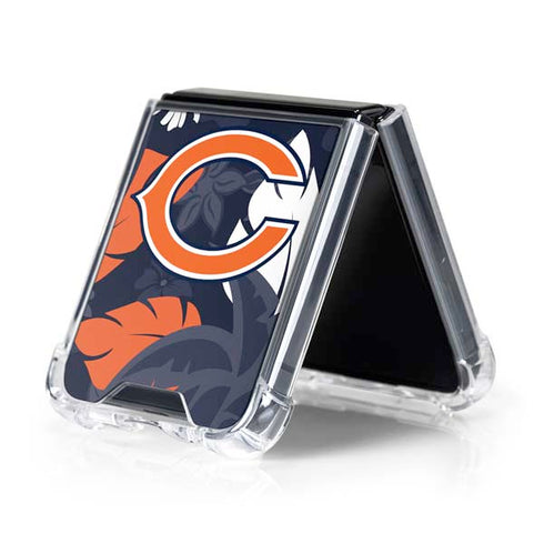 NFL Chicago Bears Tropical Print Galaxy Z Flip5 5G Clear Case