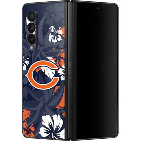 NFL Chicago Bears Tropical Print Galaxy Z Fold3 5G Skin
