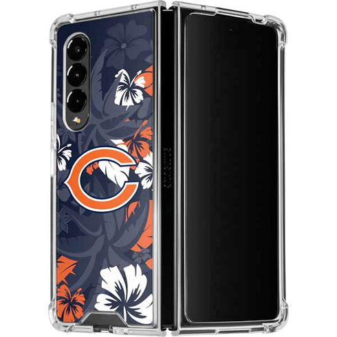 NFL Chicago Bears Tropical Print Galaxy Z Fold4 5G Clear Case