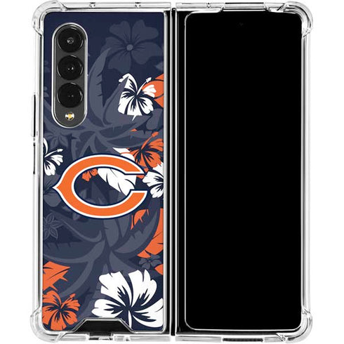 NFL Chicago Bears Tropical Print Galaxy Z Fold4 5G Clear Case