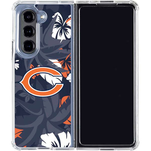 NFL Chicago Bears Tropical Print Galaxy Z Fold5 5G Clear Case