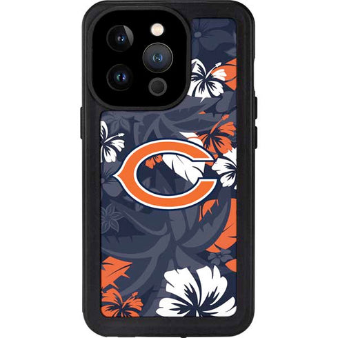 NFL Chicago Bears Tropical Print iPhone 14 Pro Waterproof Case
