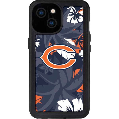 NFL Chicago Bears Tropical Print iPhone 15 Waterproof Case