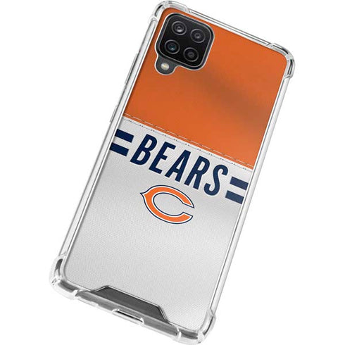 NFL Chicago Bears White Striped Galaxy A12 Clear Case