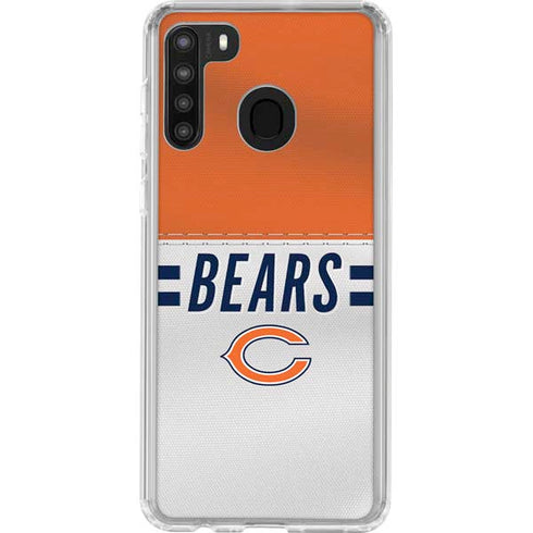 NFL Chicago Bears White Striped Galaxy A21 Clear Case